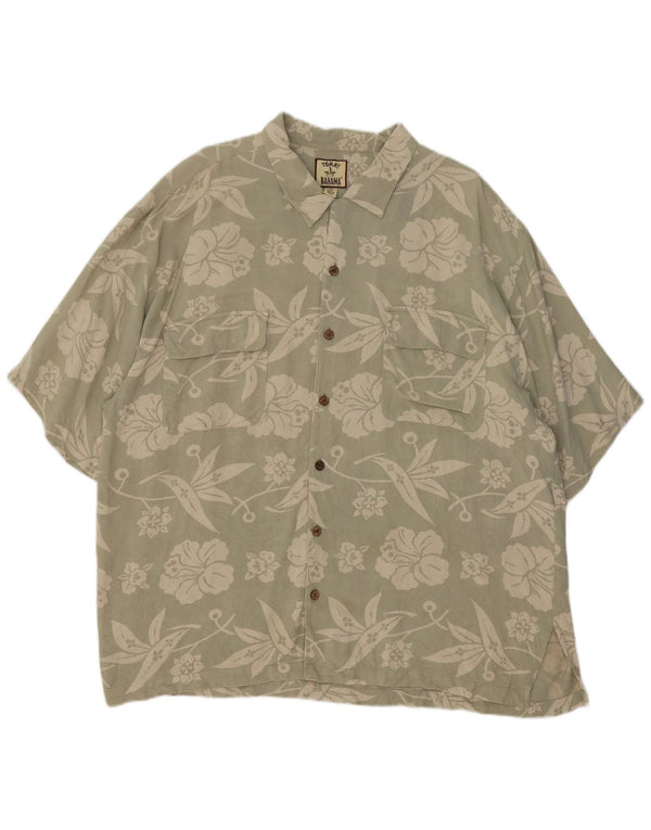 Camisa masculina de manga curta Tommy Bahama 2XL seda floral verde