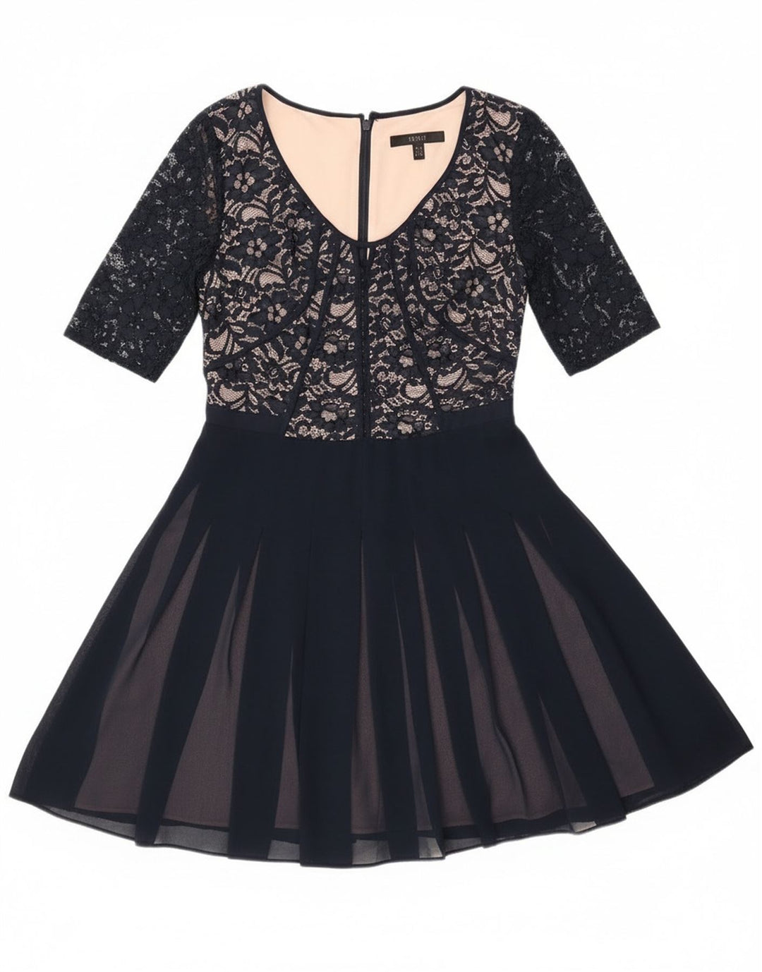 Vestido feminino Coast de renda evasê Reino Unido 8 pequeno azul marinho poliamida