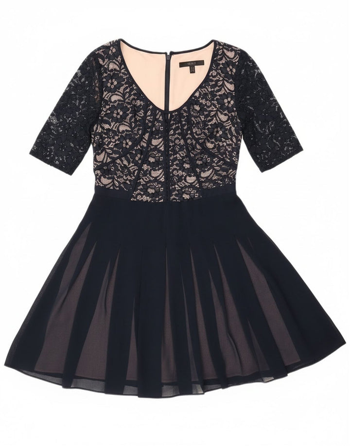 Vestido feminino Coast de renda evasê Reino Unido 8 pequeno azul marinho poliamida