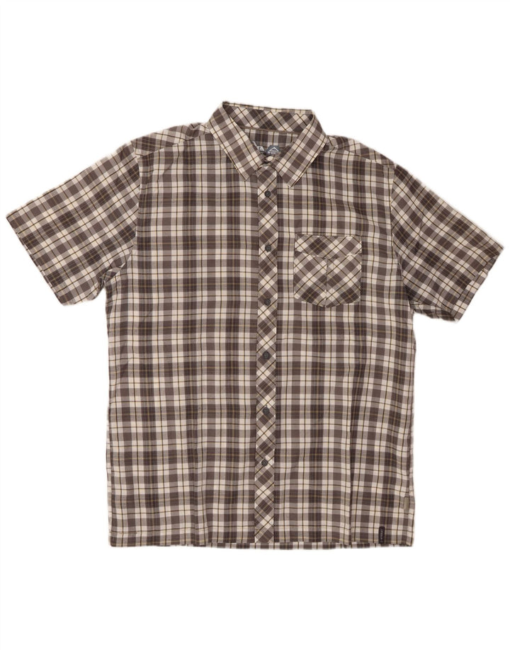 MC KINLEY Camisa masculina de manga curta grande poliéster xadrez cinza
