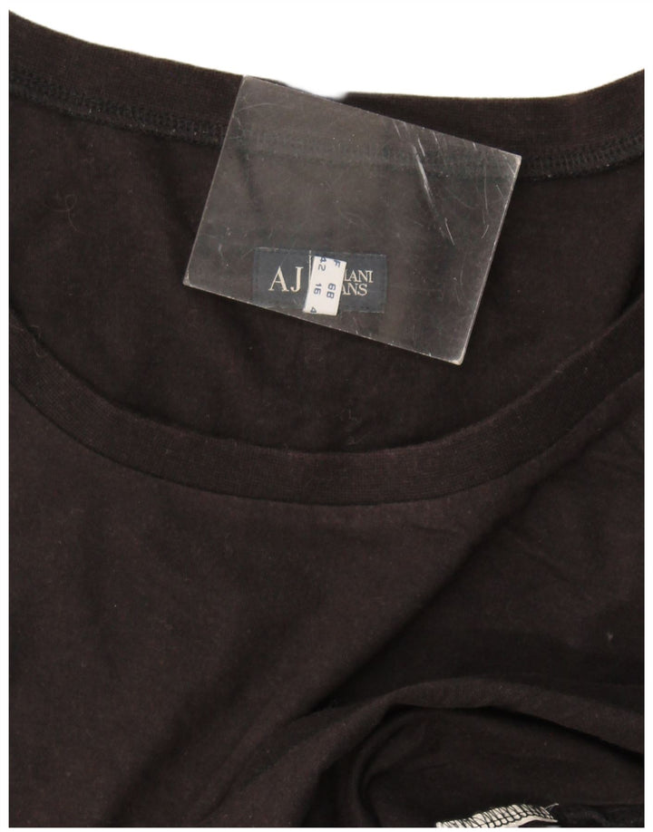 Top gráfico feminino Armani Jeans manga comprida Reino Unido 16 grande preto