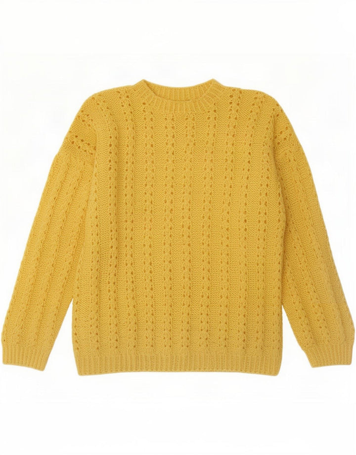 Suéter vintage masculino com gola tartaruga grande amarelo