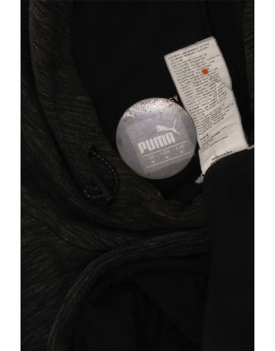 Puma Mens Hoodie Jumper Médio Cinza Algodão Flecked