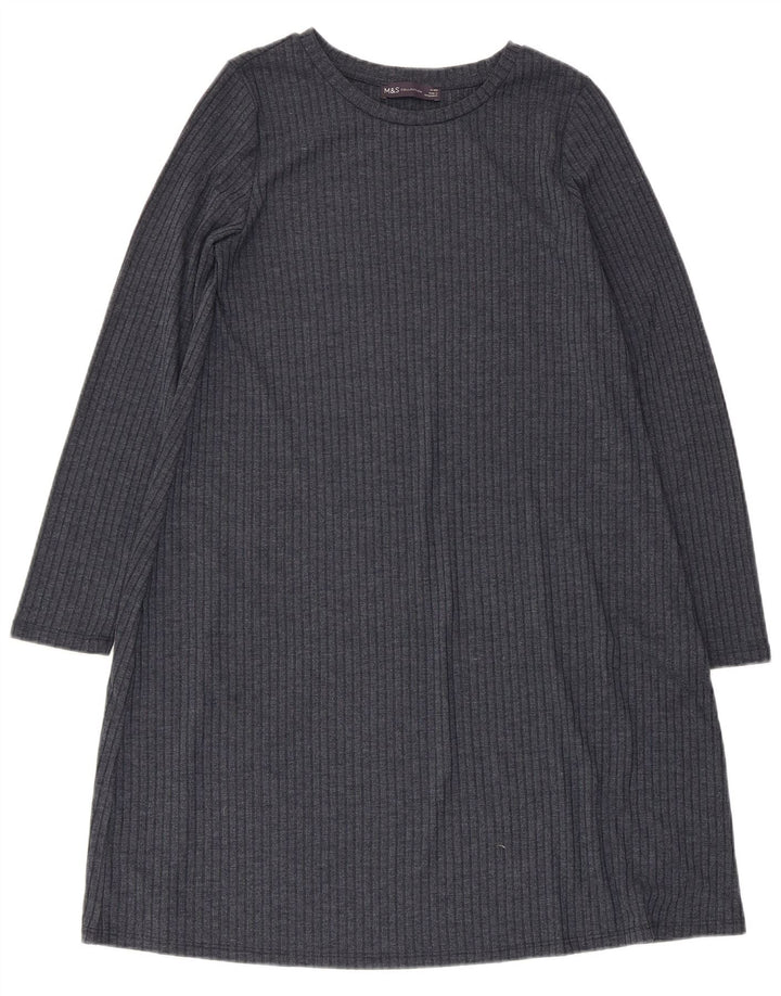 Vestido jumper feminino Marks & Spencer Reino Unido 10 pequeno poliéster azul marinho