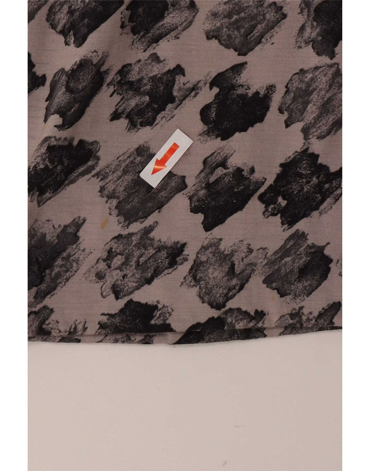 Saia feminina vintage com padrão abstrato linha A IT 44 médio W28 cinza