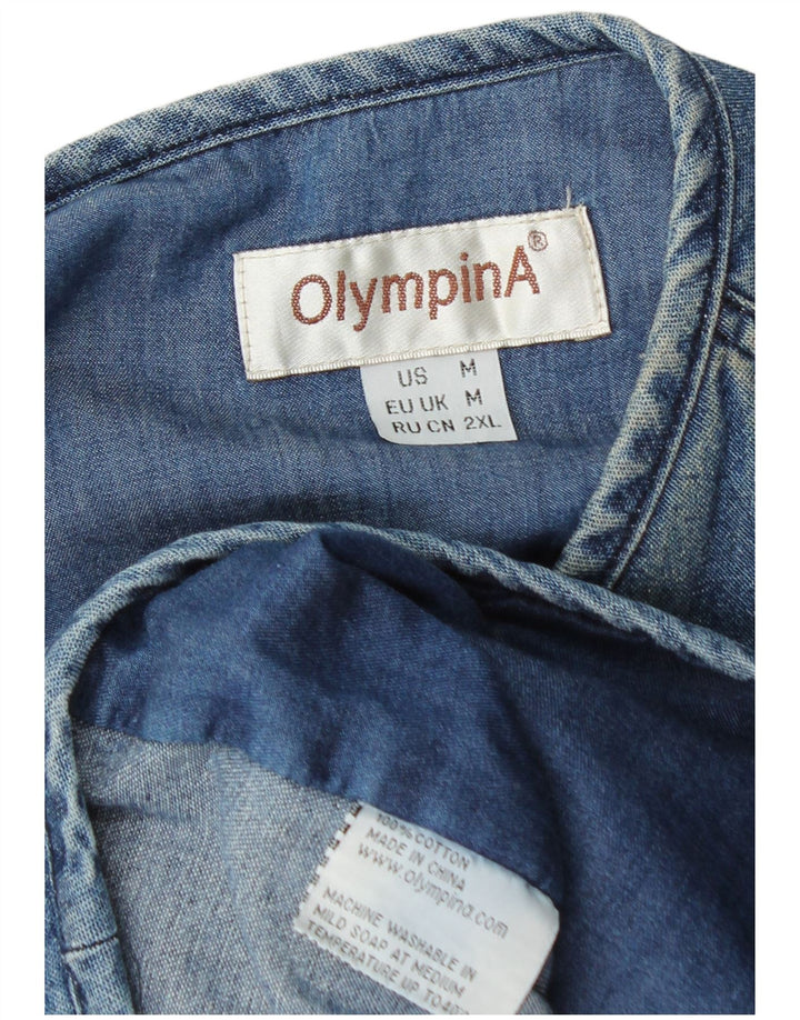 Olympia Mens Denim Utility Gilet UK 38 Algodão Azul Médio