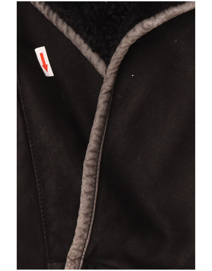 Jaqueta masculina vintage de shearling IT 50 grande shearling preto