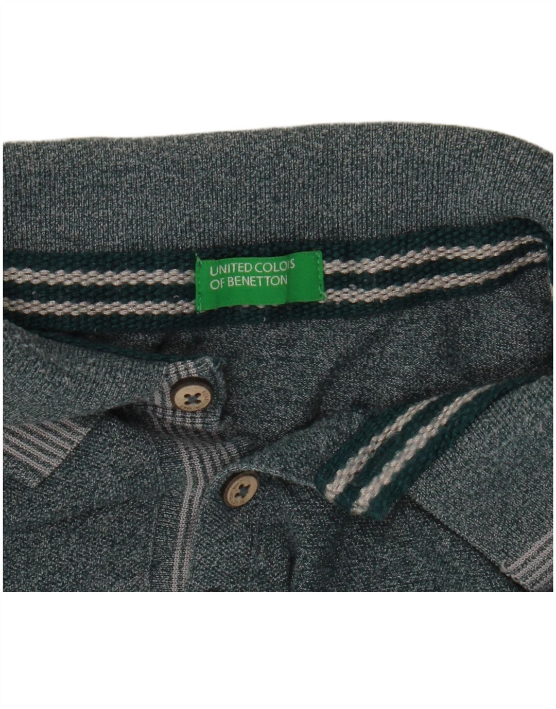 Camisa polo masculina gráfica Benetton verde médio manchado