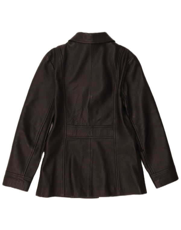Jaqueta de couro feminina Bruno's Of London Reino Unido 12 médio preto clássico