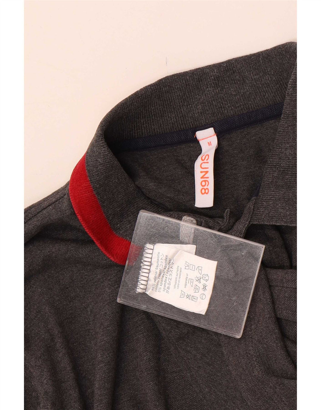 Sun68 Camisa polo masculina de manga comprida 13-14 anos algodão cinza médio