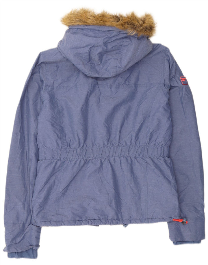 Jaqueta corta-vento feminina Superdry com capuz Sherpa Reino Unido 14 azul médio