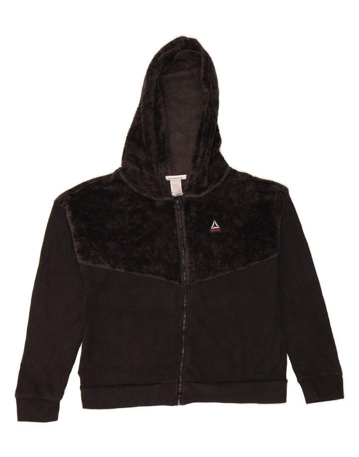 REEBOK Girls Zip Hoodie Sweater 15-16 Years 2XL Black Cotton Vintage Reebok and Second-Hand Reebok from Messina Hembry 