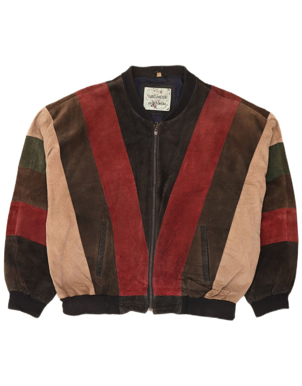 Jaqueta bomber masculina de camurça Euro Mode IT 52/54 XL Multicolorido Colourblock
