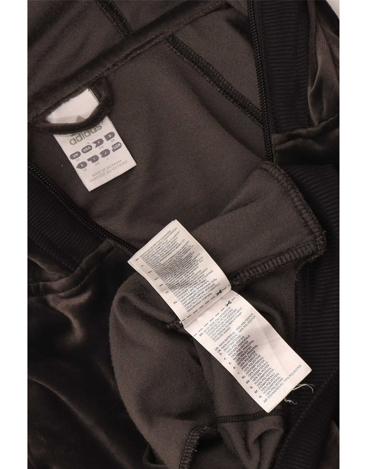 Suéter com capuz Adidas feminino com zíper e veludo UK 12 poliéster cinza médio
