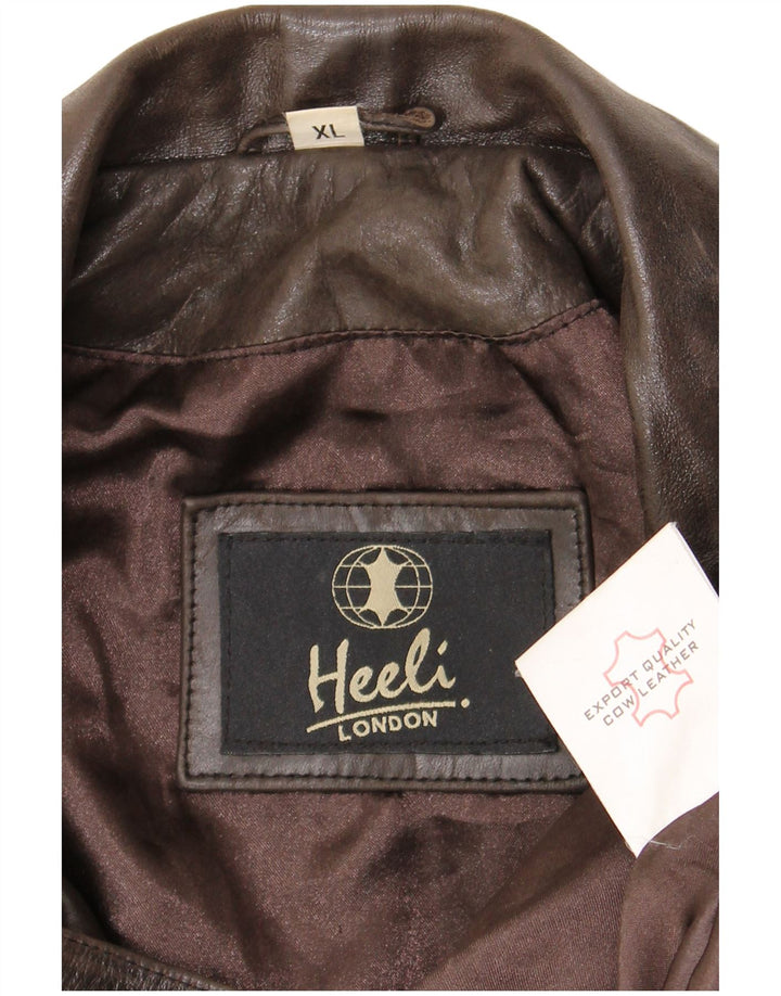 Jaqueta de couro masculina Heeli UK 42 XL couro marrom