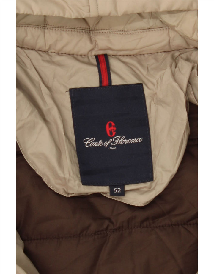 CONTE OF FLORENCE Mens Hooded Padded Jacket IT 52 XL Beige Vintage Conte of Florence and Second-Hand Conte of Florence from Messina Hembry 