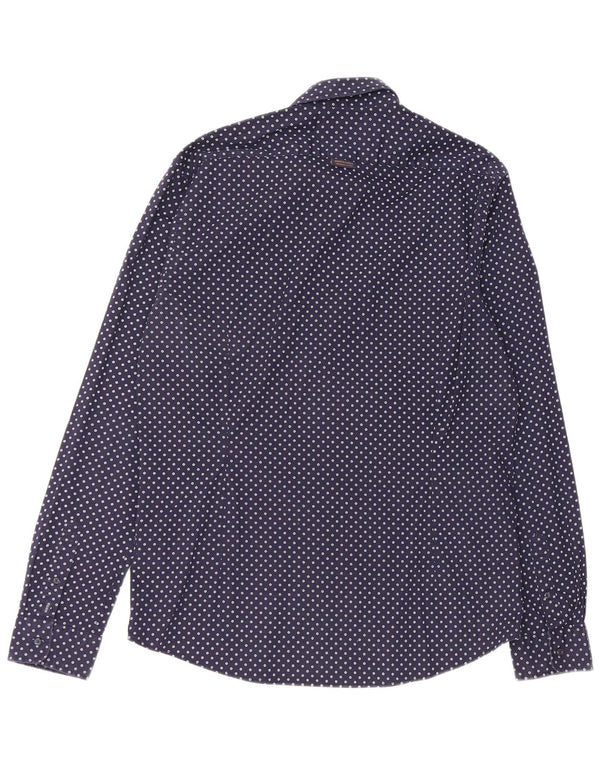 Camisa masculina Scotch & Soda XL algodão manchado azul marinho
