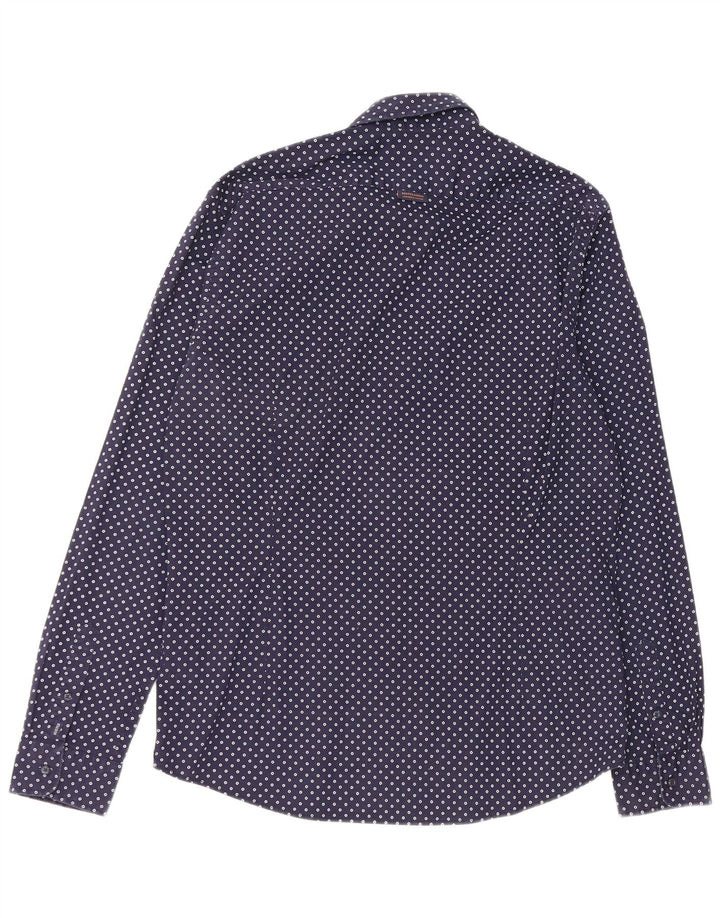 Camisa masculina Scotch & Soda XL algodão manchado azul marinho