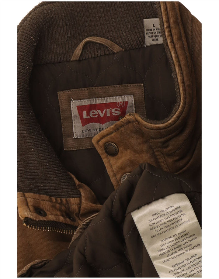 Jaqueta corta-vento masculina Levi's UK 40 grande algodão marrom