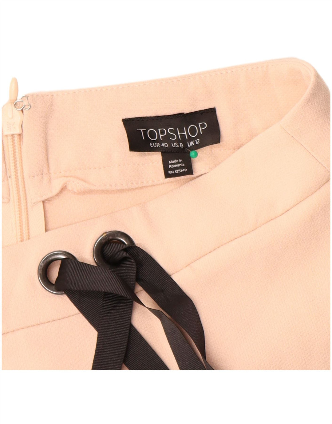 Minissaia feminina Topshop UK 12 médio W30 poliéster bege