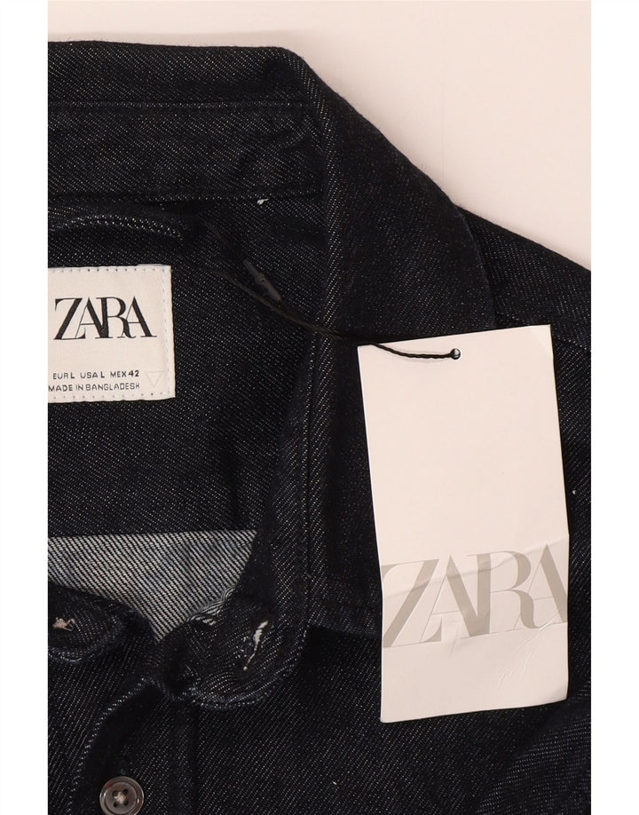 Camisa jeans masculina Zara grande algodão azul marinho