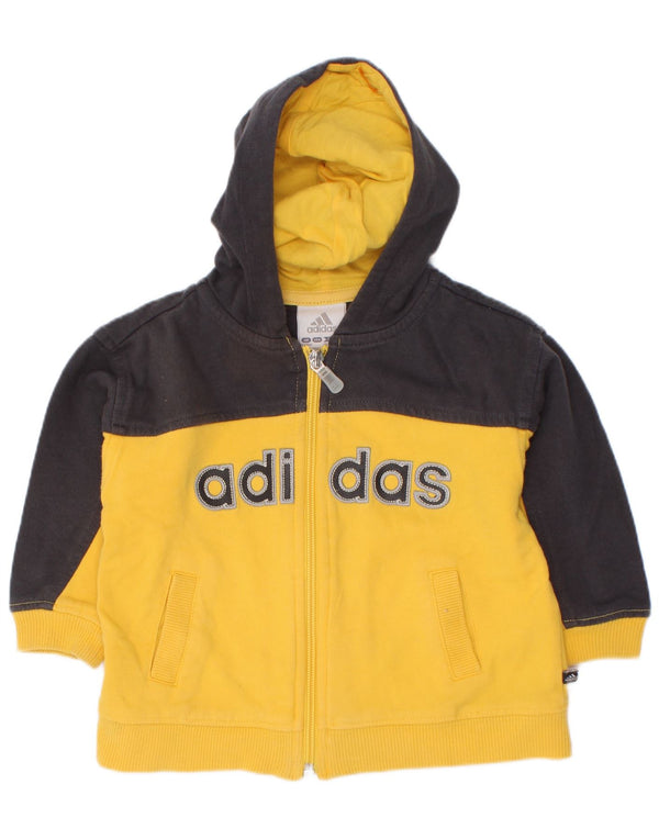 Suéter Adidas Baby Boys Graphic Zip com capuz 9-12 meses Amarelo Colorblock