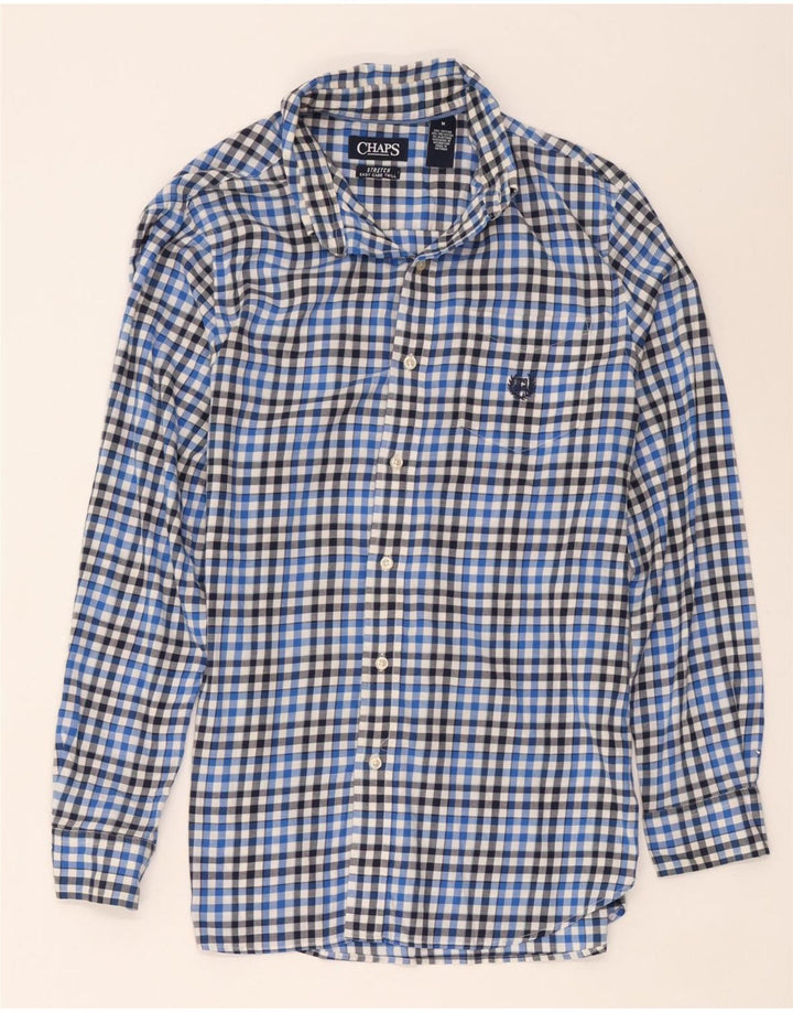 Camisa masculina Chaps de algodão xadrez azul médio