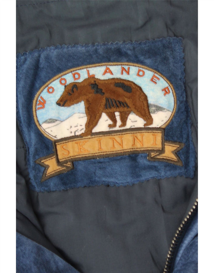 Jaqueta masculina vintage de camurça IT 50 grande azul modal