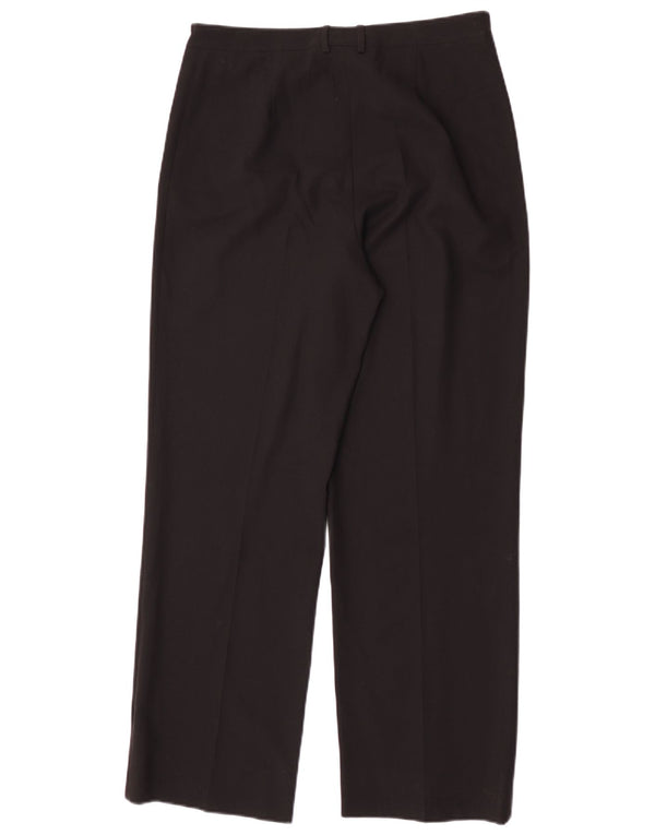 Calça feminina reta casual Burberry Reino Unido 12 médio W30 L30 lã preta