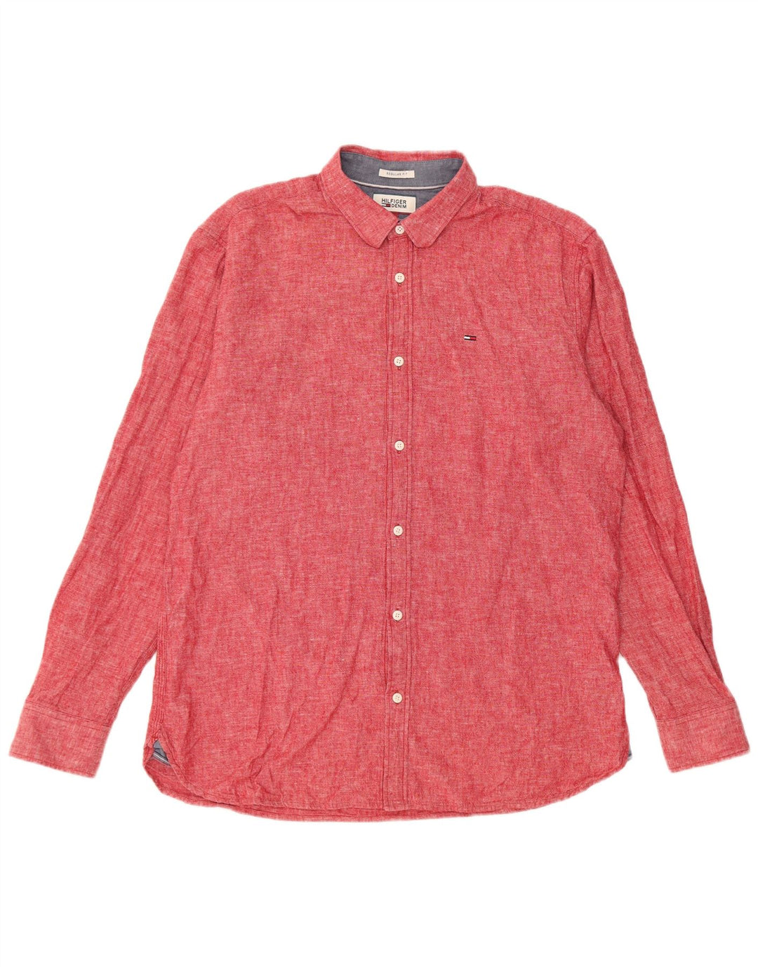 Camisa Tommy Hilfiger Masculina Regular Fit Grande Linho Vermelho