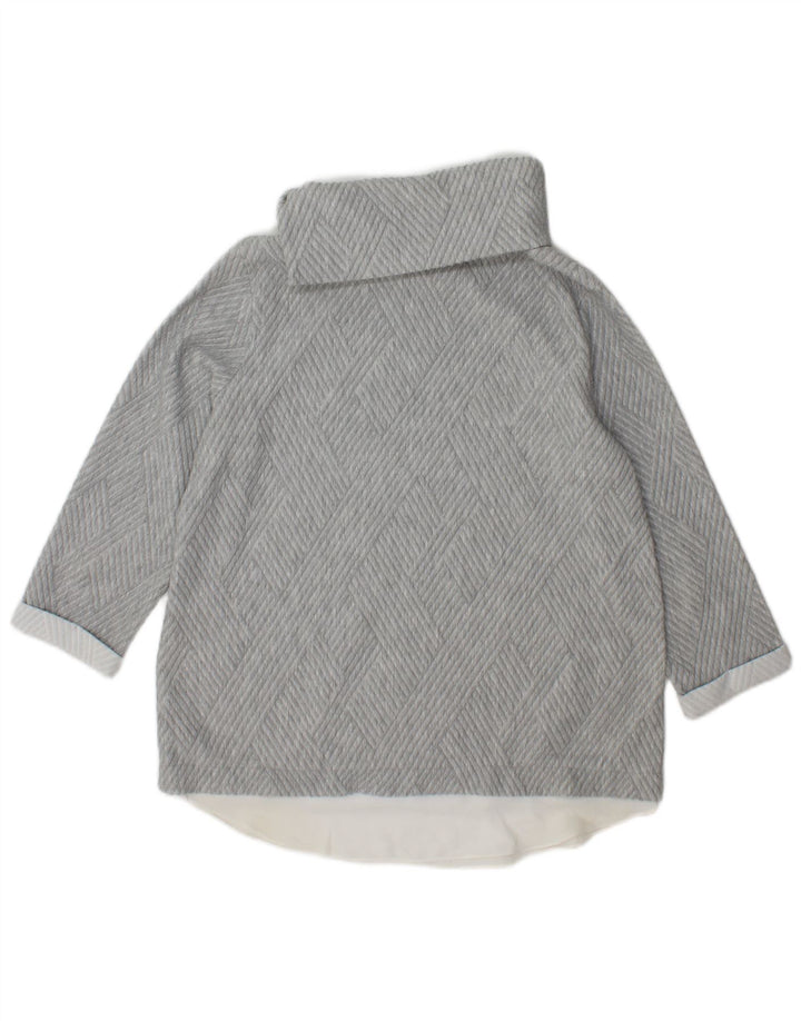Suéter feminino Phase Eight com gola redonda Reino Unido 12 cinza médio geométrico