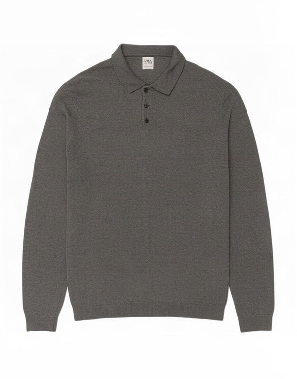 Suéter masculino Zara com gola polo XL cinza
