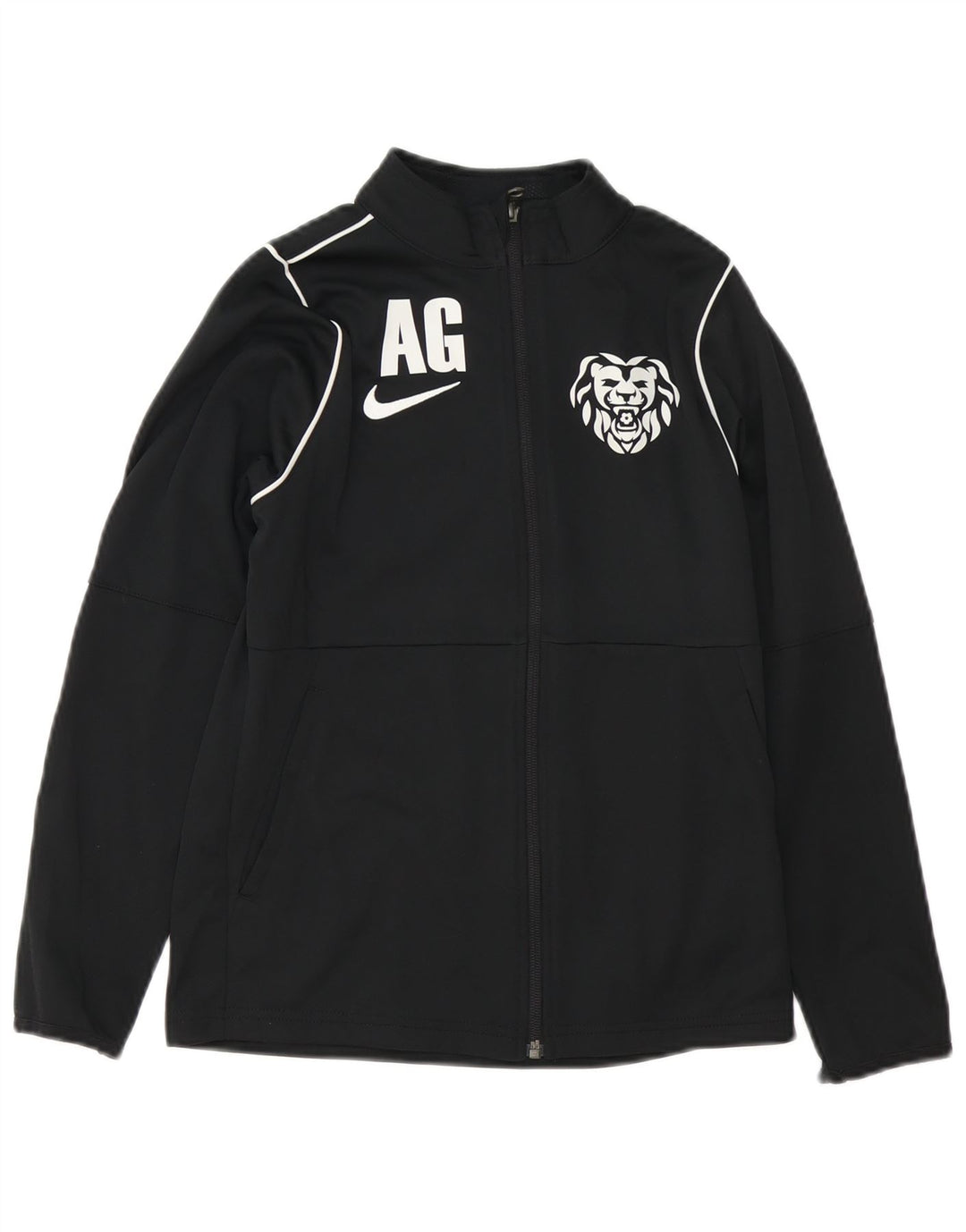 NIKE Meninos Dri Fit Graphic Tracksuit Top Jacket 10-11 Anos Médio Preto