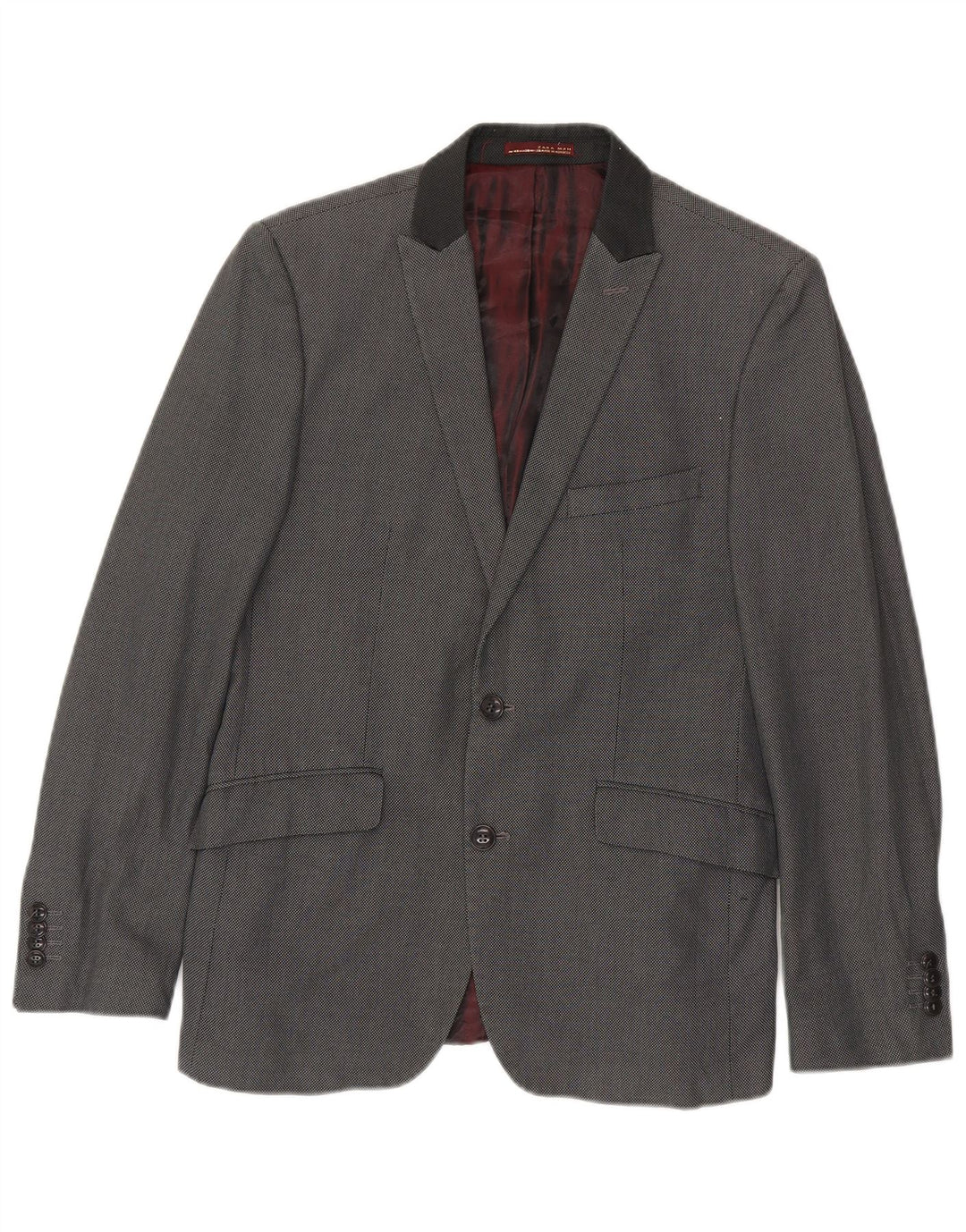Jaqueta blazer masculina Zara com 2 botões EU 48 algodão cinza médio