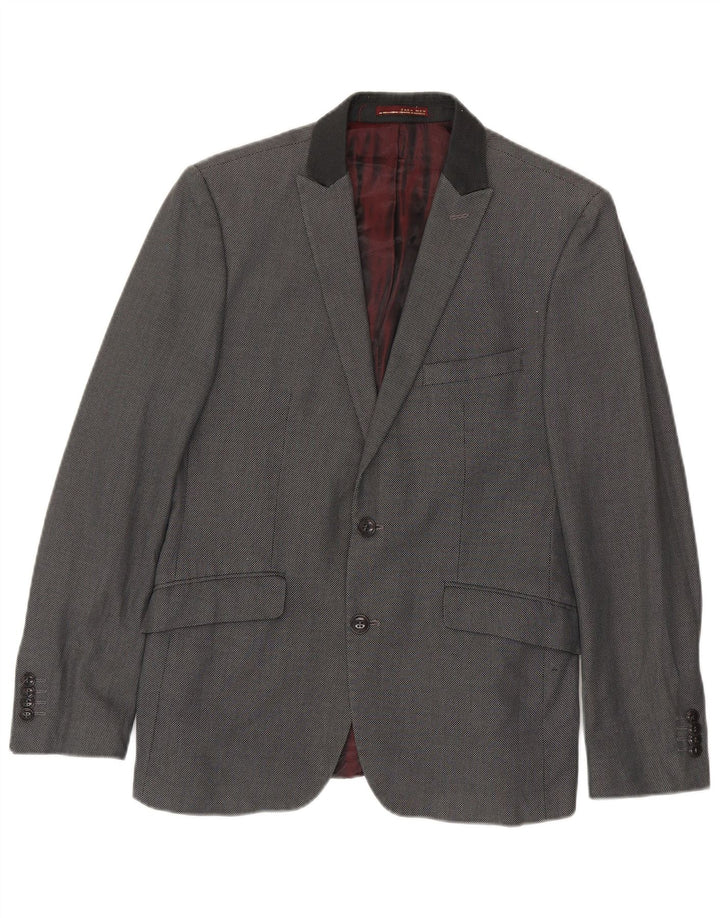 Jaqueta blazer masculina Zara com 2 botões EU 48 algodão cinza médio