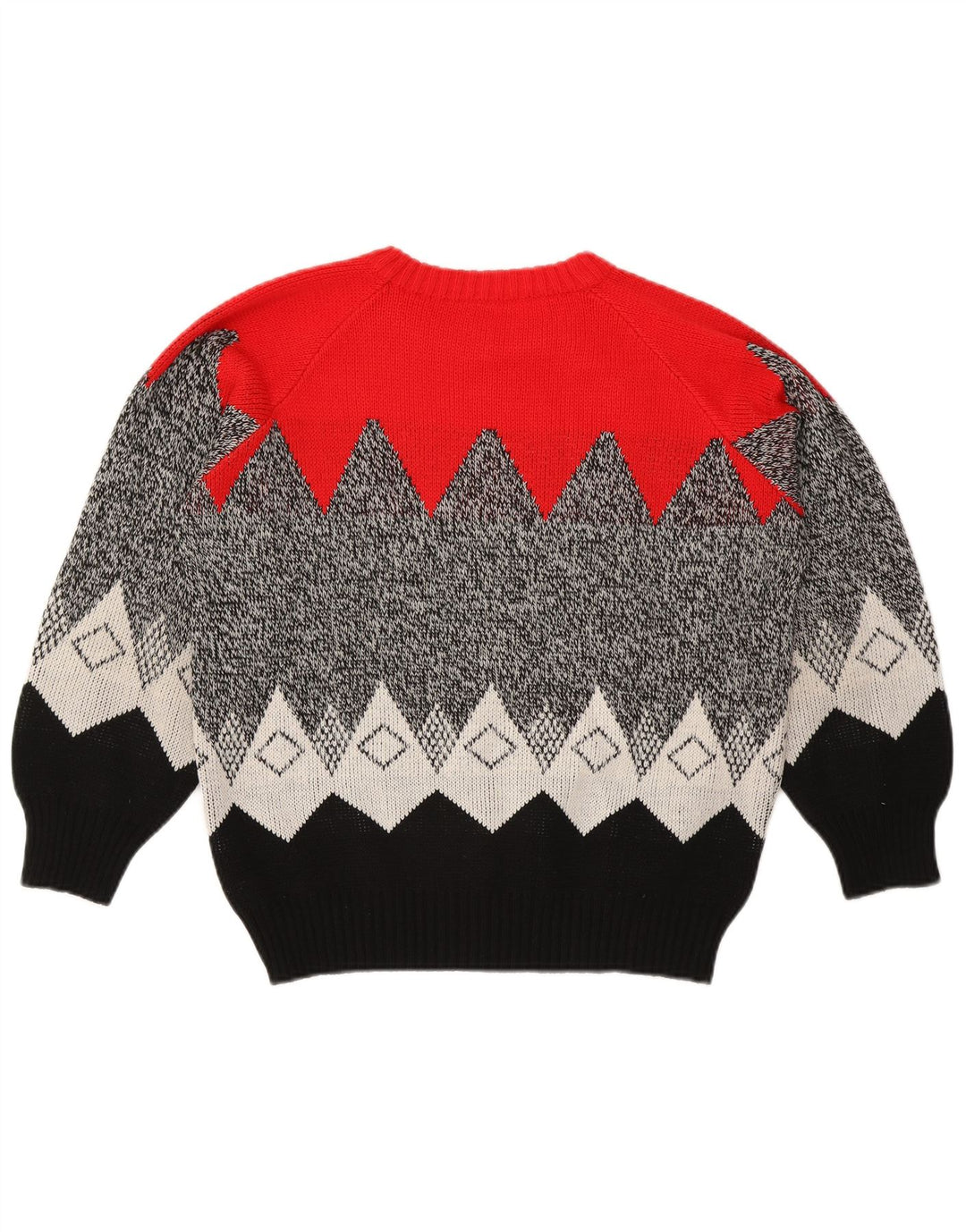 Suéter feminino vintage com gola redonda Reino Unido 16 grande multicolorido