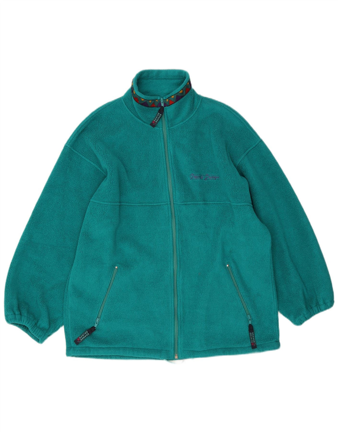 Revestimento de lã masculino vintage grande poliéster geométrico verde Reino Unido 40