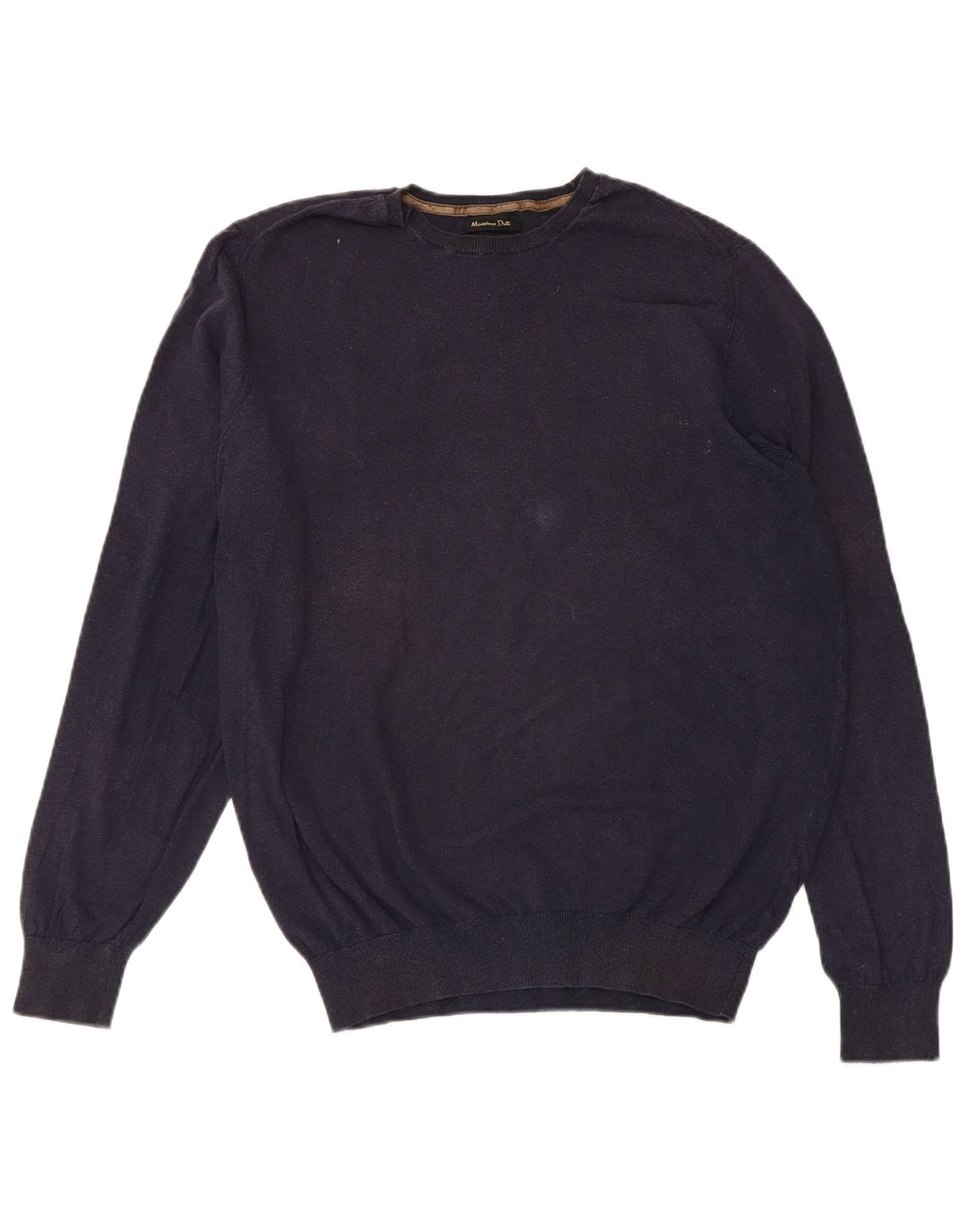 Suéter masculino MASSIMO DUTTI com gola redonda, algodão azul marinho médio