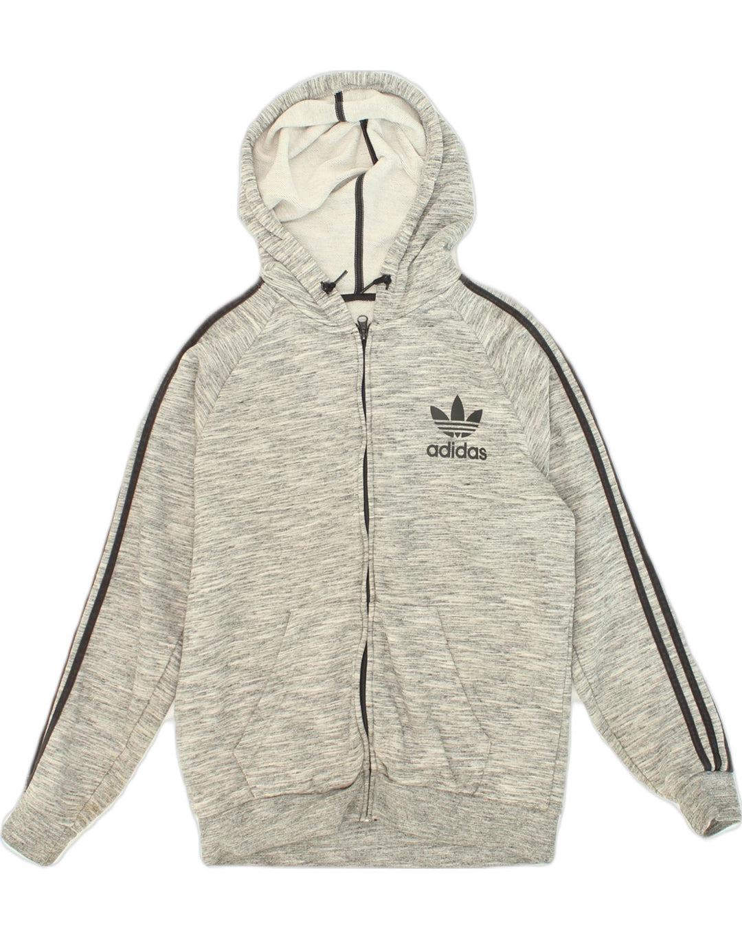 ADIDAS Mens Zip Hoodie Sweater Médio Algodão Cinza