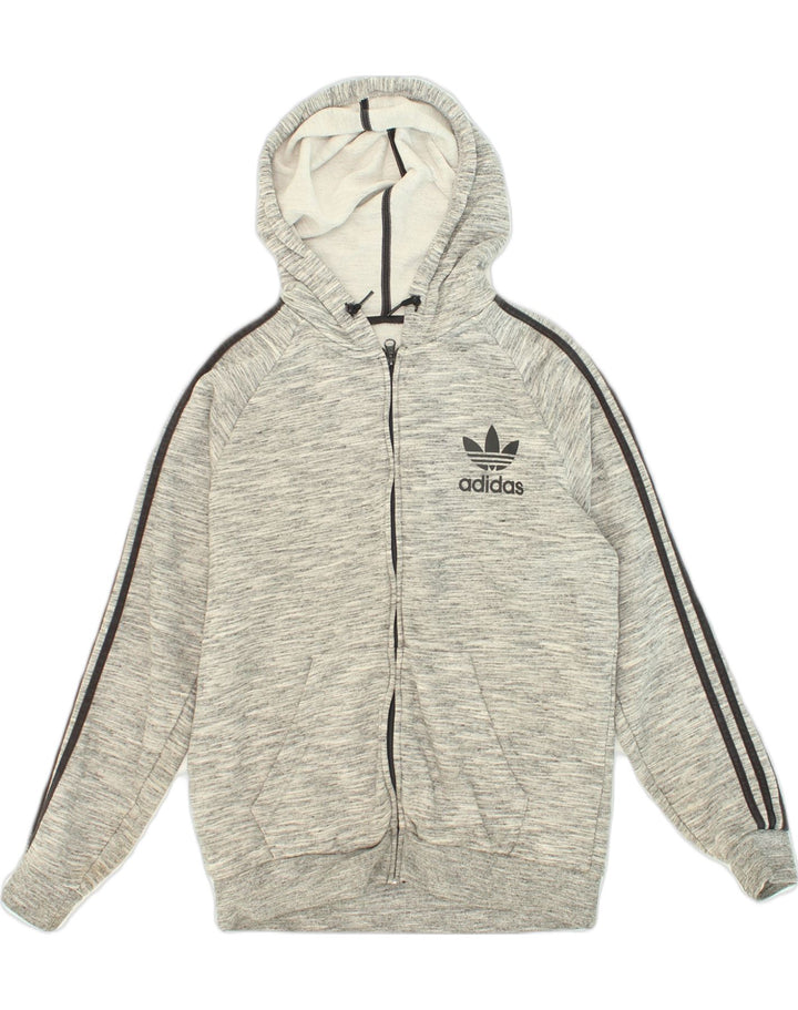 ADIDAS Mens Zip Hoodie Sweater Médio Algodão Cinza