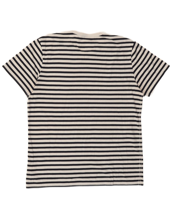 Camiseta masculina Joules Top grande algodão listrado azul marinho