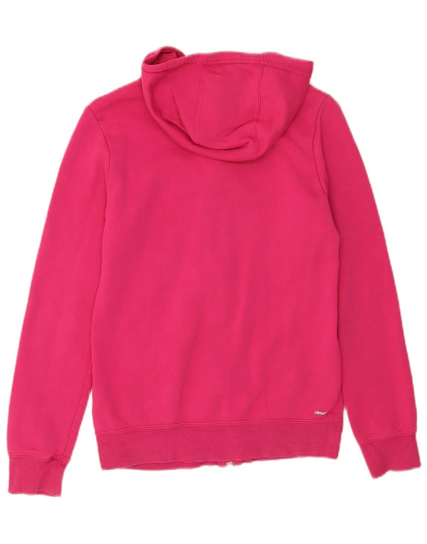 Suéter Adidas feminino com capuz e zíper gráfico 13-14 anos rosa algodão esportivo