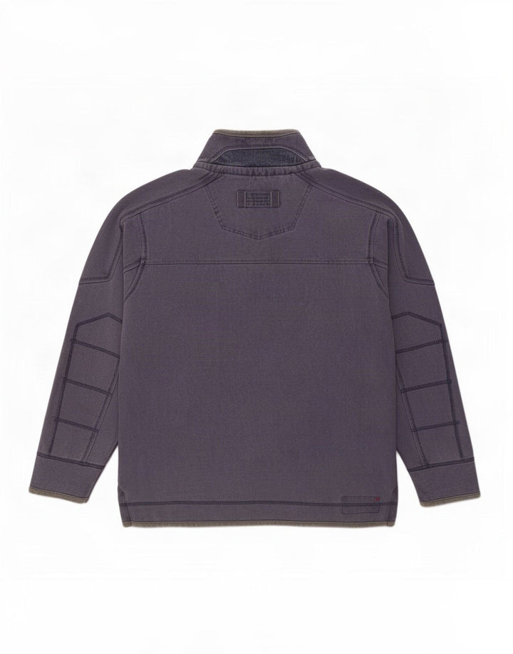 Fat Face Masculino Zip Neck Moletom Jumper Grande Algodão Azul