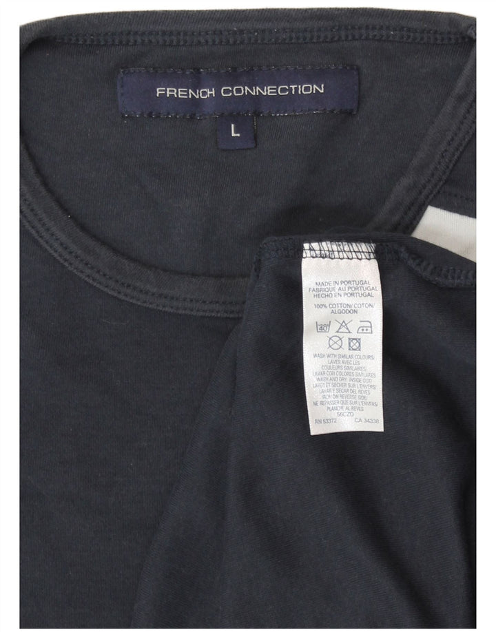 Camiseta gráfica masculina French Connection Top grande algodão azul marinho