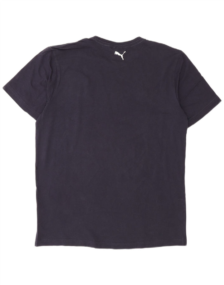 Camiseta masculina Puma Graphic Top grande algodão azul marinho