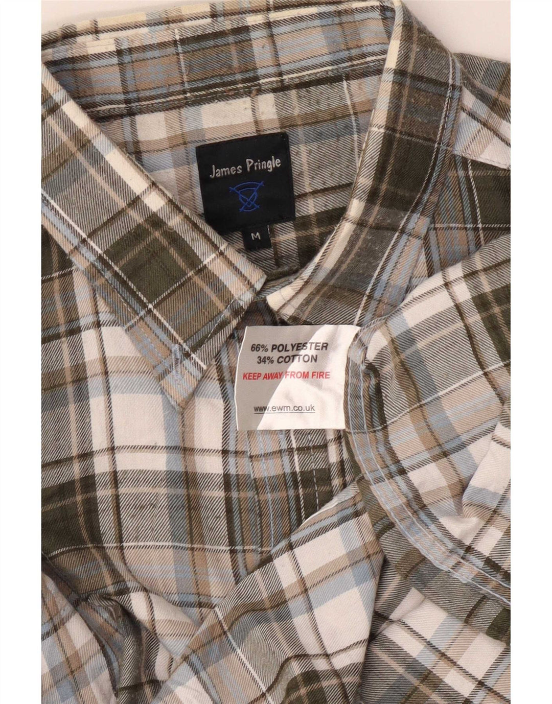 Camisa masculina de flanela James Pringle poliéster xadrez cinza médio