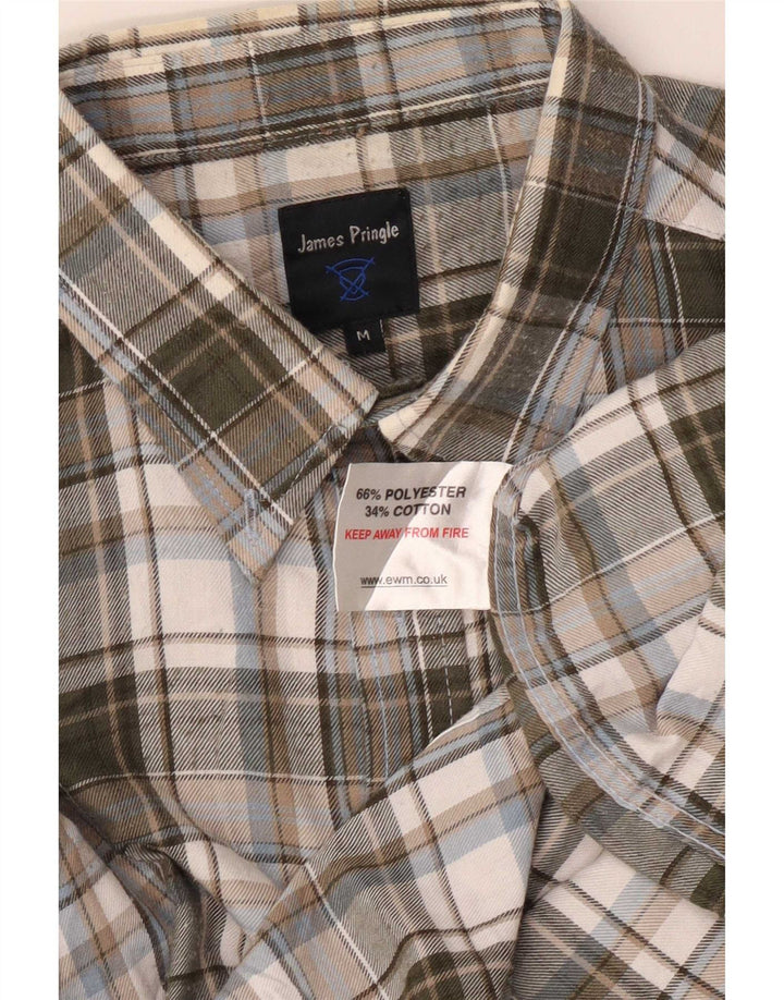 Camisa masculina de flanela James Pringle poliéster xadrez cinza médio
