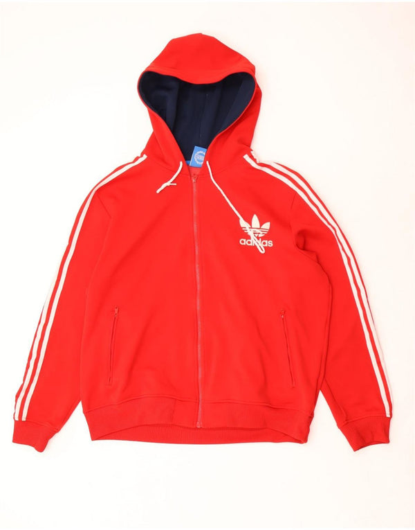 Adidas Mens Zip Hoodie Sweater XL Vermelho Poliéster