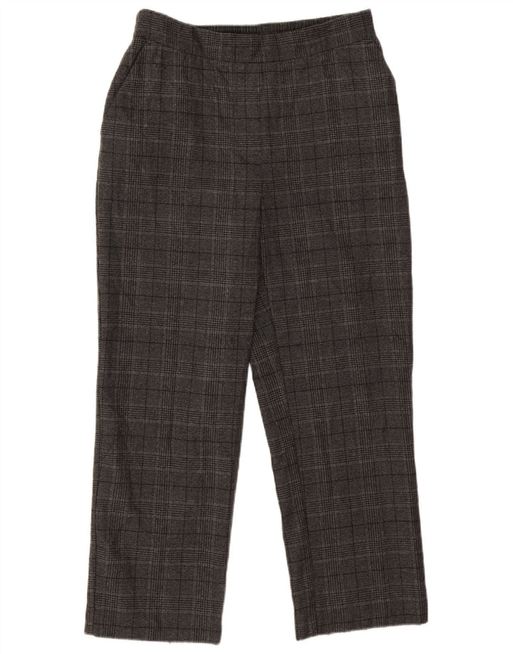 ZARA Calça feminina cortada cônica pequena W26 L24 cinza houndstooth