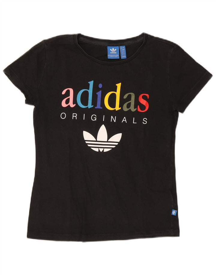 Camiseta Adidas Feminina Graphic Top UK 8 Pequena Algodão Preto